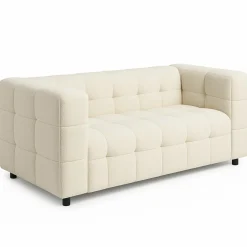 Canapé double capitonné en tissu bouclette