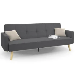 Canapé droit convertible 3 places gris
