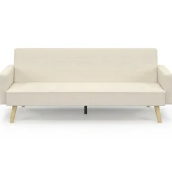 Canapé droit scandinave 3 places convertible LARS velours côtelé beige