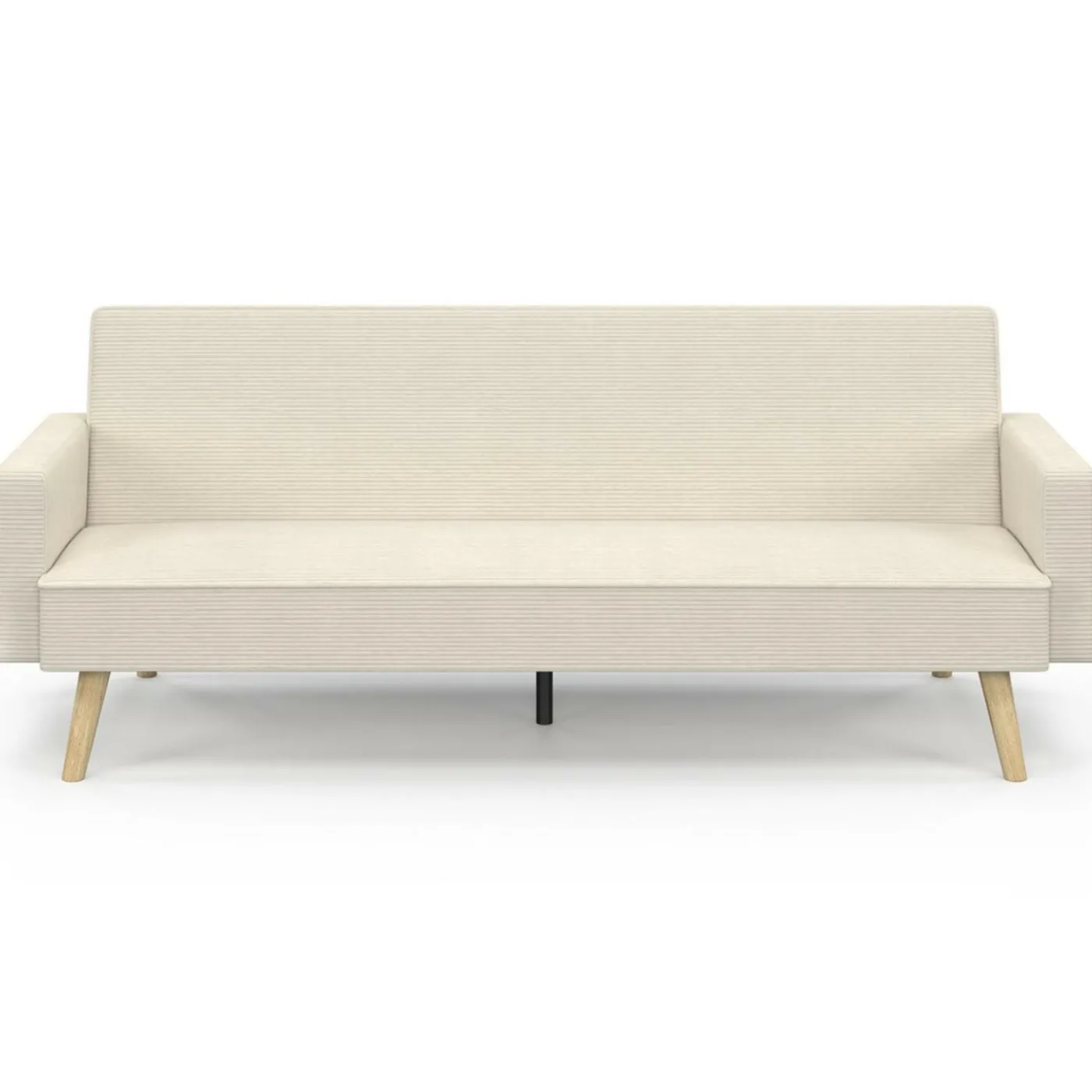 Canapé droit scandinave 3 places convertible LARS velours côtelé beige