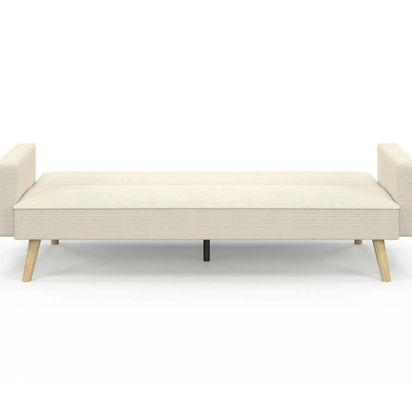 Canapé droit scandinave 3 places convertible LARS velours côtelé beige
