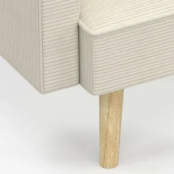 Canapé droit scandinave 3 places convertible LARS velours côtelé beige