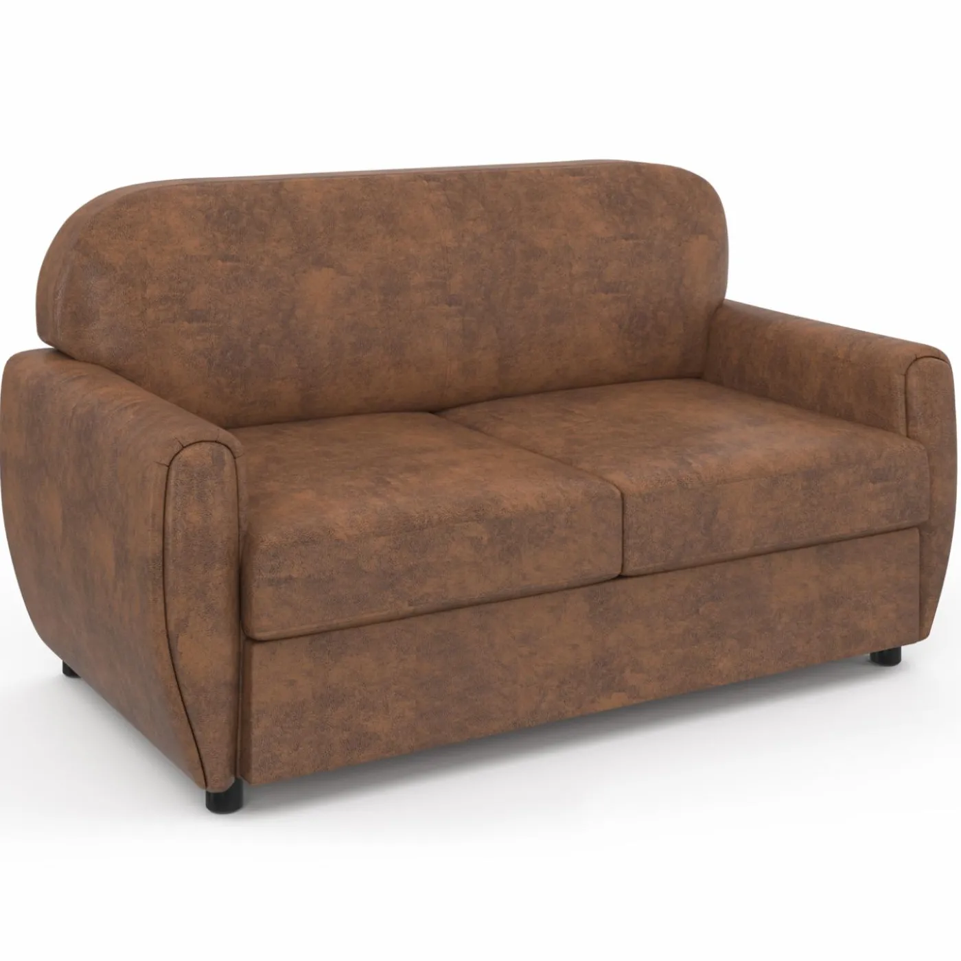 Canapé droit vintage marron effet vieilli