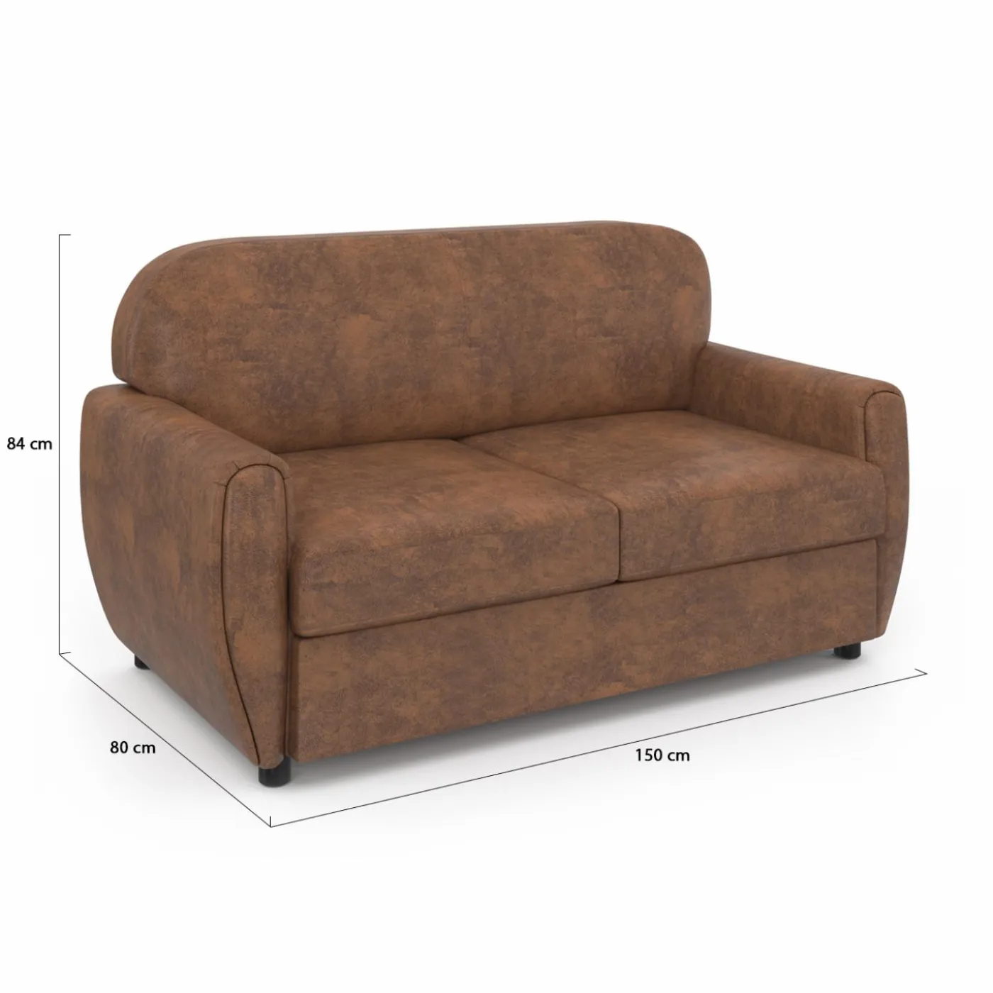 Canapé droit vintage marron effet vieilli