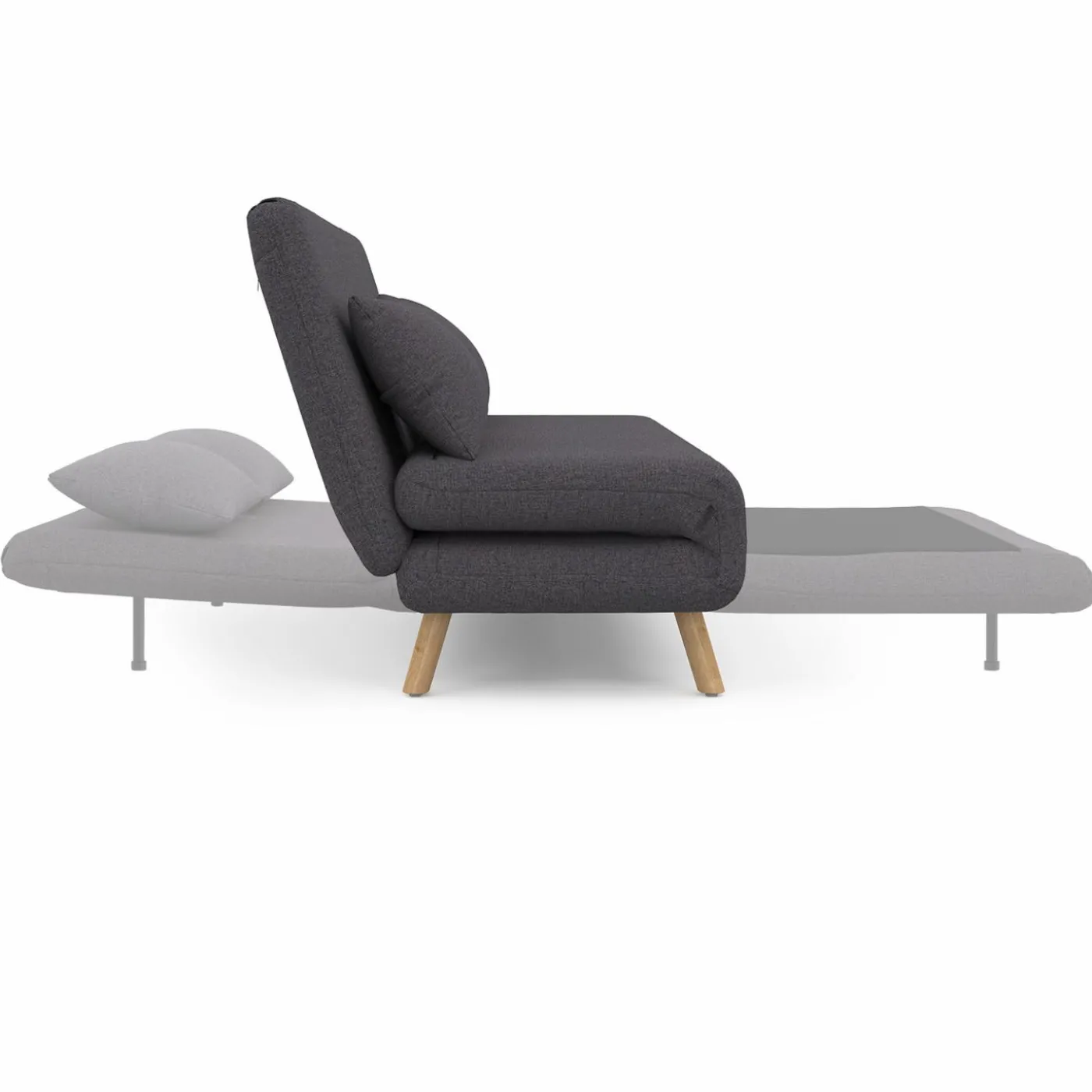 Canapé lit convertible 2 places 120x190cm tissu gris anthracite