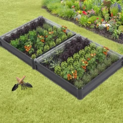 Carrés de potager 90 x 90 cm métalliques gris argentés : lot de 2