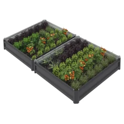 Carrés de potager 90 x 90 cm métalliques gris argentés : lot de 2