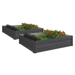 Carrés de potager 90 x 90 cm métalliques gris argentés : lot de 2