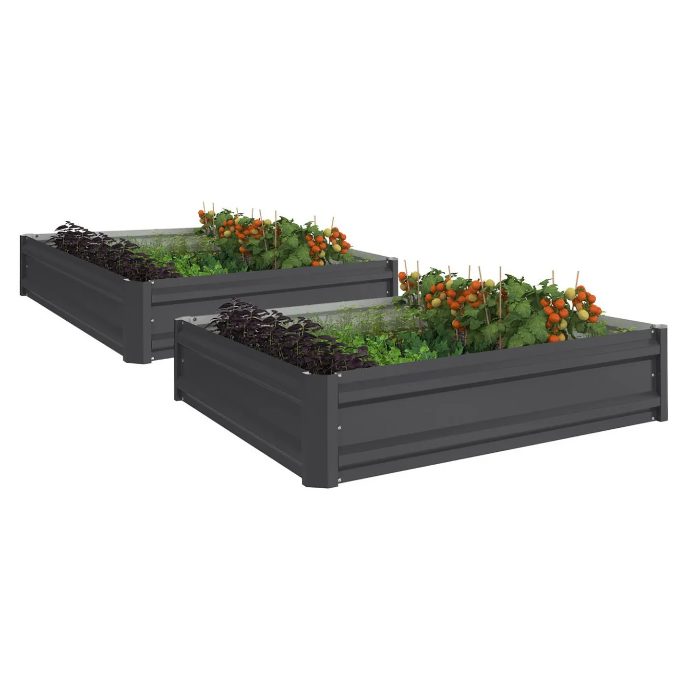 Carrés de potager 90 x 90 cm métalliques gris argentés : lot de 2