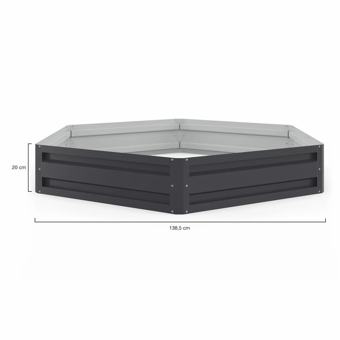 Carrés de potager hexagonale 120 cm gris anthracite : lot de 2