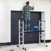 Échafaudage aluminium plateforme modulable avec échelle multifonction, sur roues, 165 cm