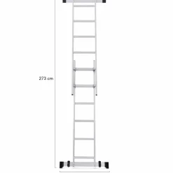Échafaudage aluminium plateforme modulable avec échelle multifonction, sur roues, 165 cm