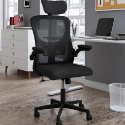 Chaise de bureau ergonomique noire avec roulettes