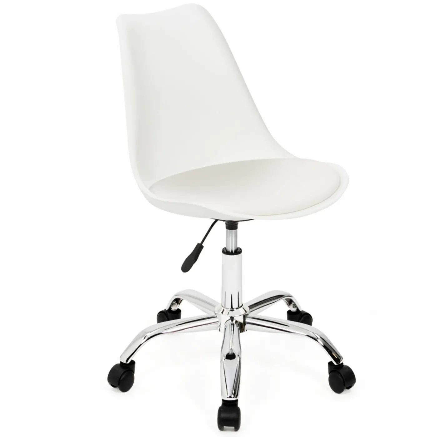 Chaise de bureau scandinave blanche à roulettes