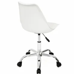 Chaise de bureau scandinave blanche à roulettes