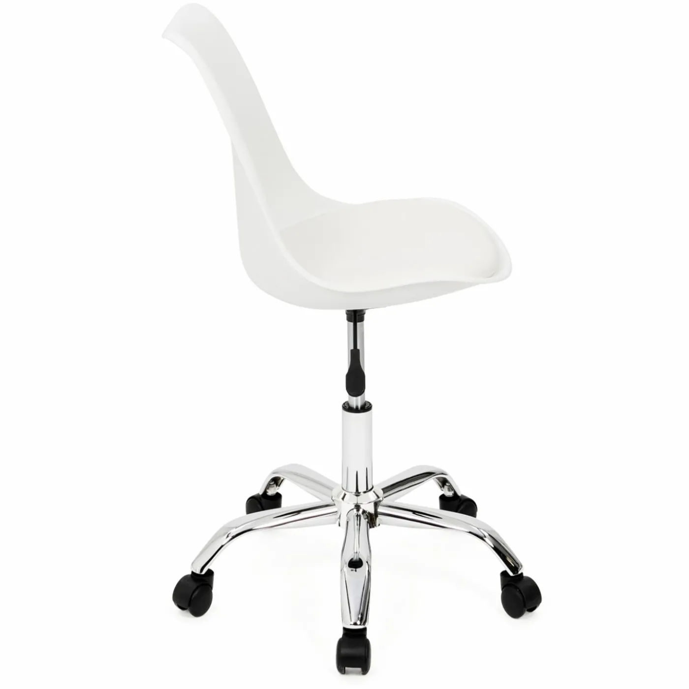 Chaise de bureau scandinave blanche à roulettes