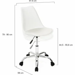 Chaise de bureau scandinave blanche à roulettes