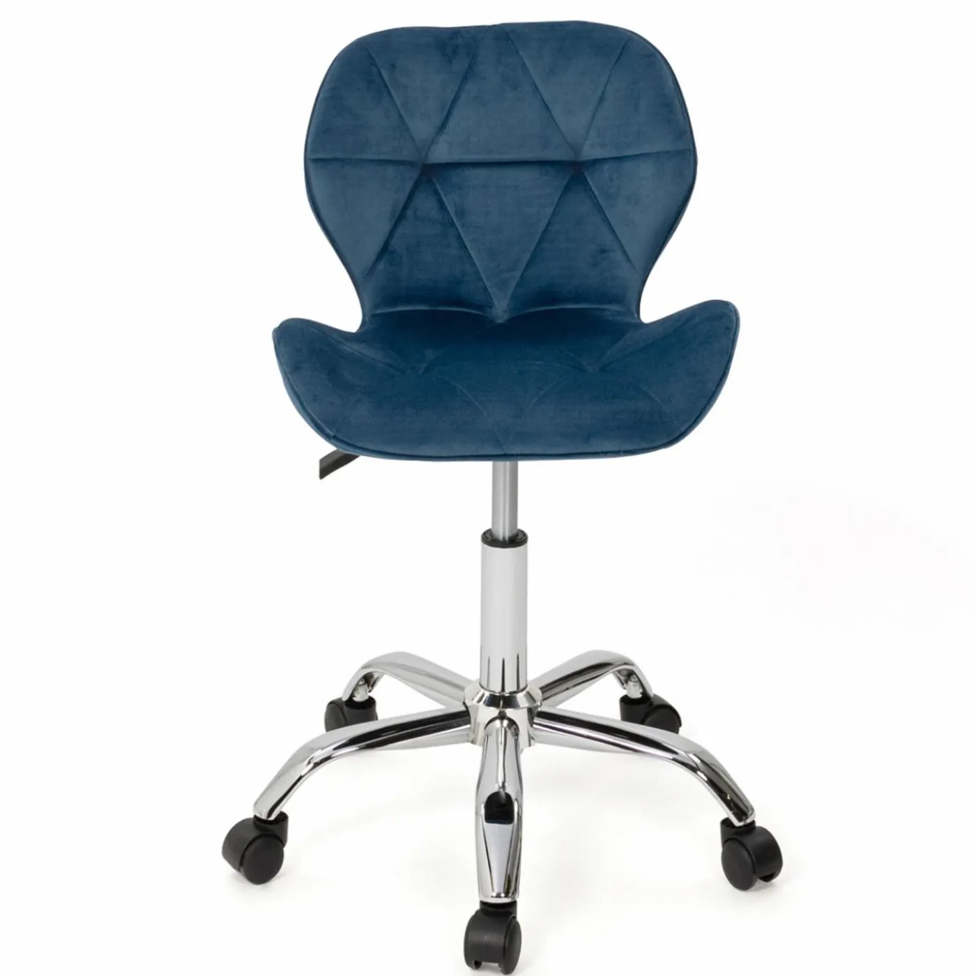 Chaise de bureau velours bleu à roulettes