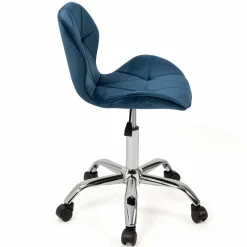Chaise de bureau velours bleu à roulettes