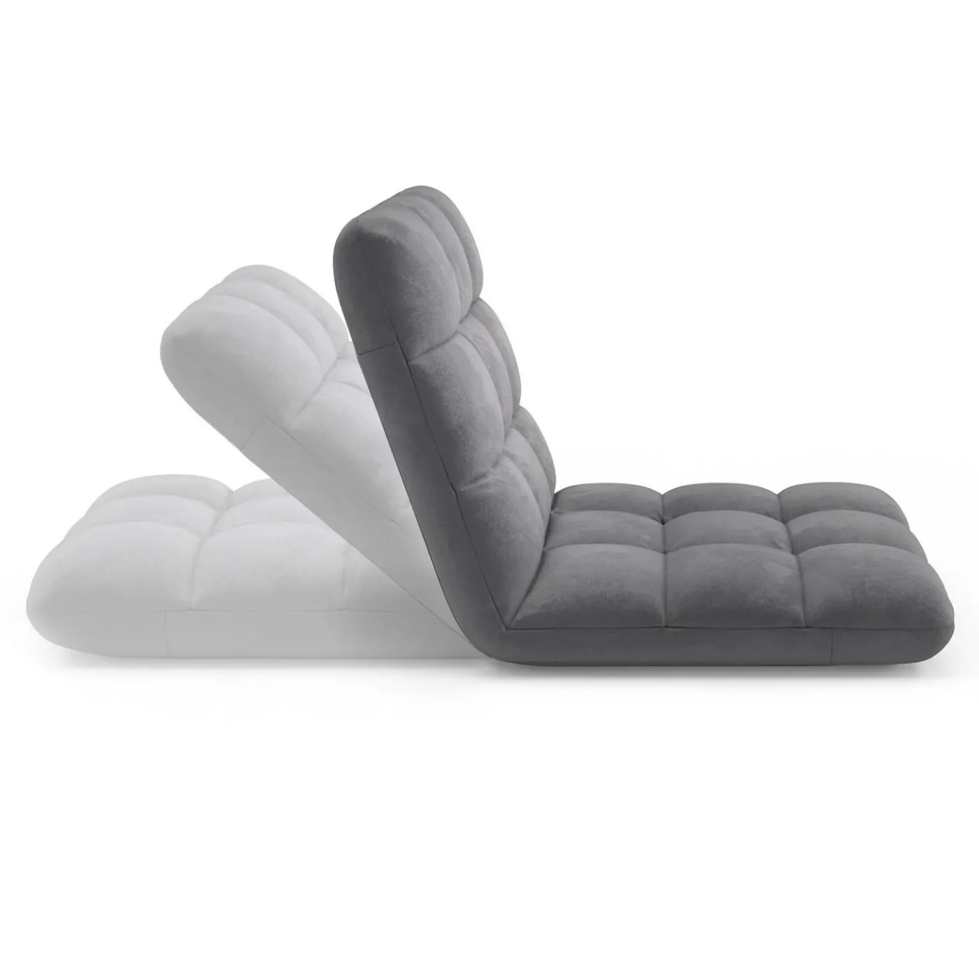 Chaise de sol pliante 15 positions en velours gris anthracite