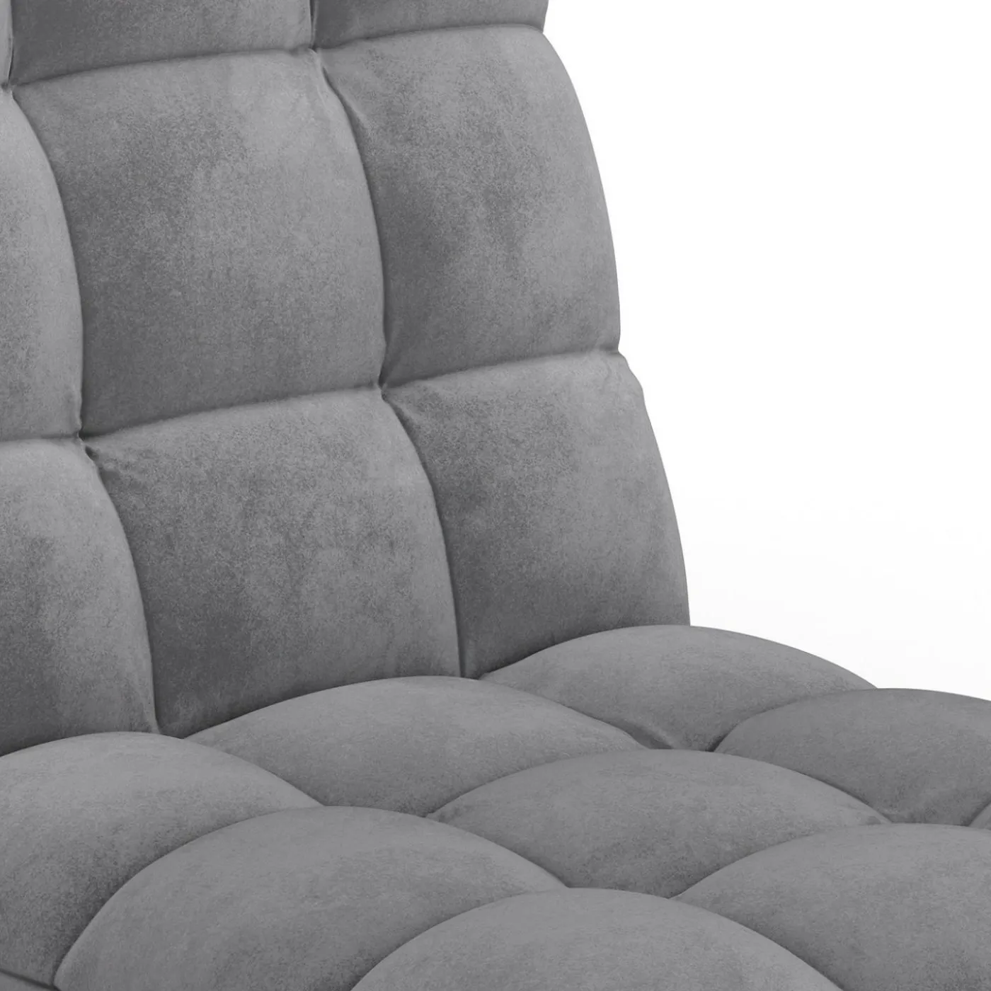 Chaise de sol pliante 15 positions en velours gris anthracite