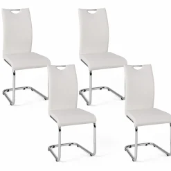 Chaises blanches avec poignée pour salle à manger