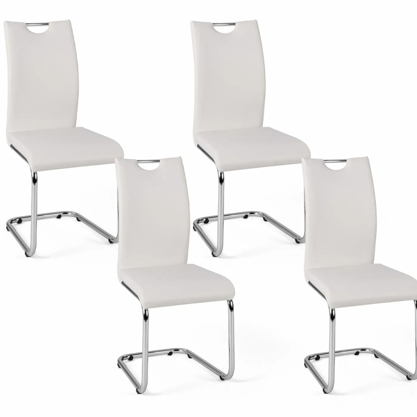 Chaises blanches avec poignée pour salle à manger