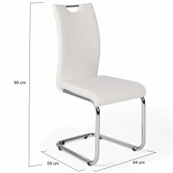 Chaises blanches avec poignée pour salle à manger