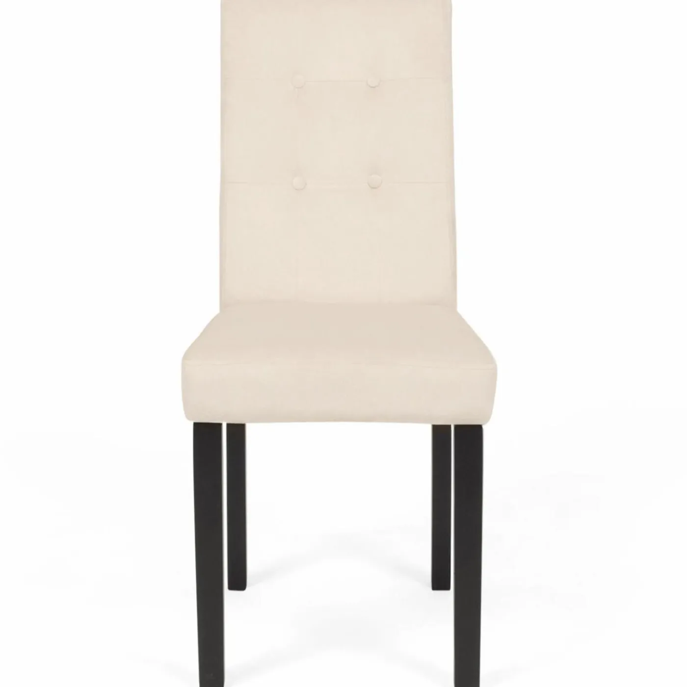 Chaises capitonnées en velours beige pieds noirs : lot de 4