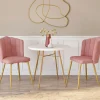 Chaises coquillage rose en velours et pieds dorés