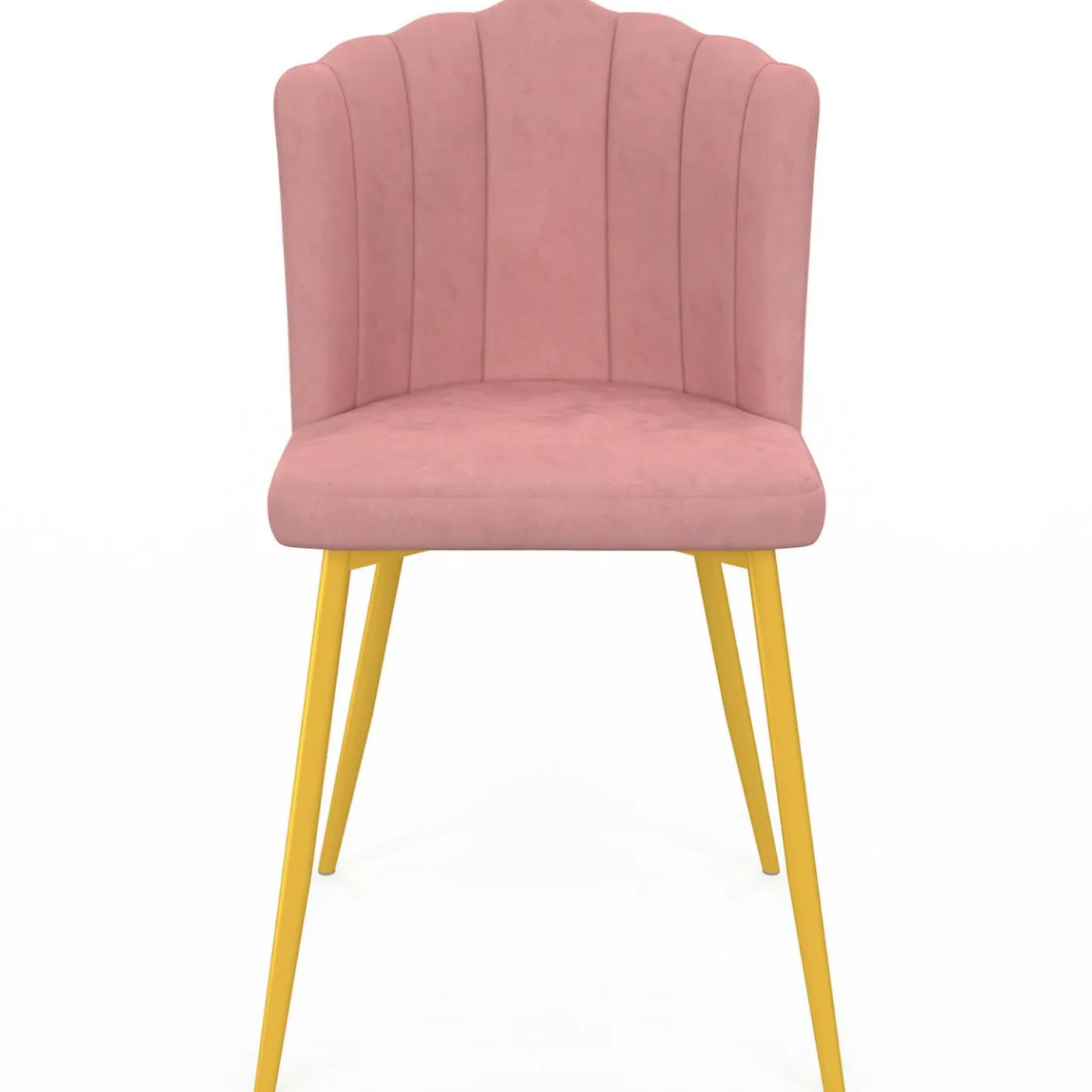 Chaises coquillage rose en velours et pieds dorés