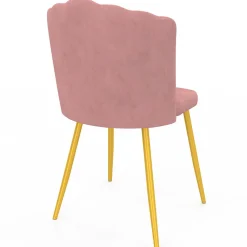 Chaises coquillage rose en velours et pieds dorés