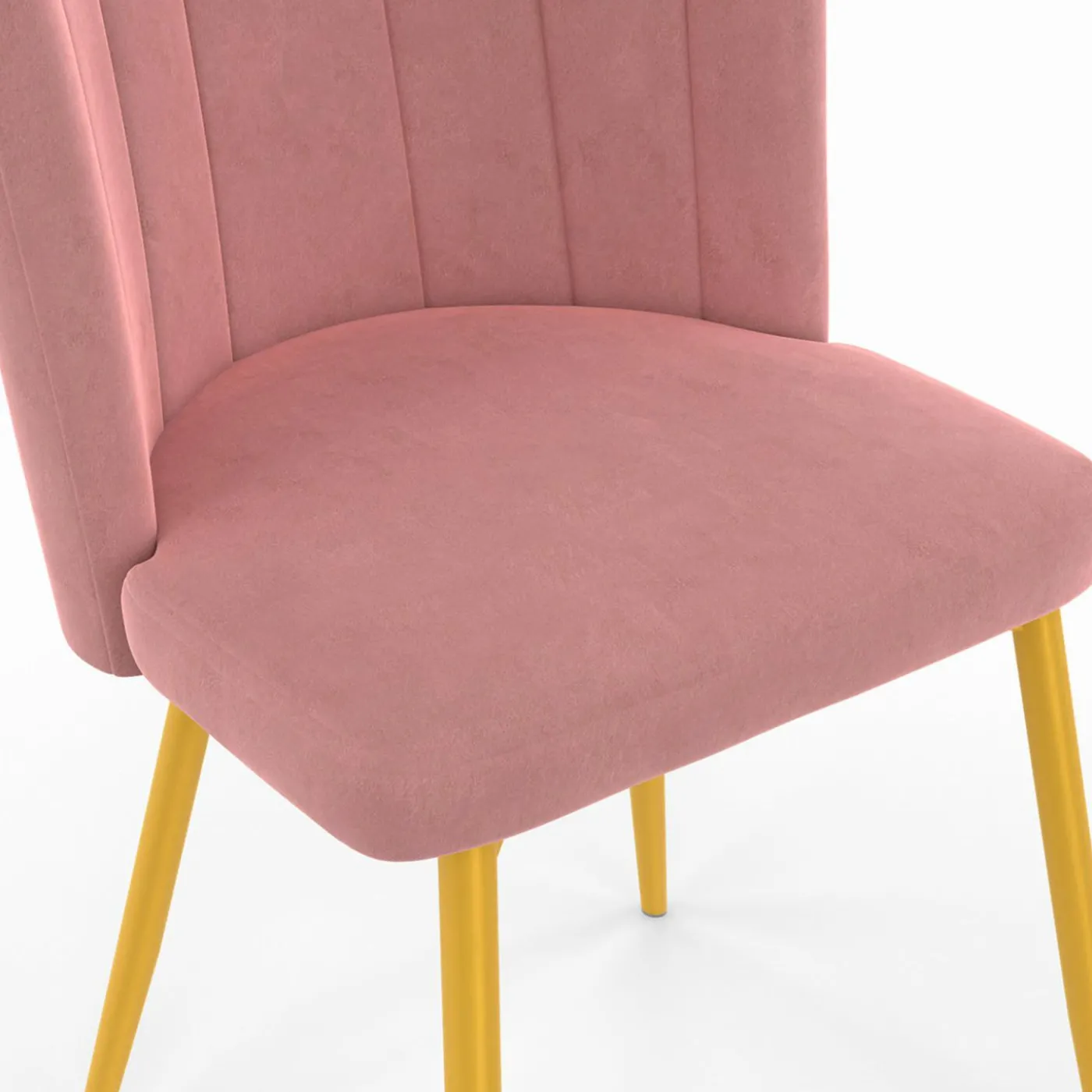 Chaises coquillage rose en velours et pieds dorés