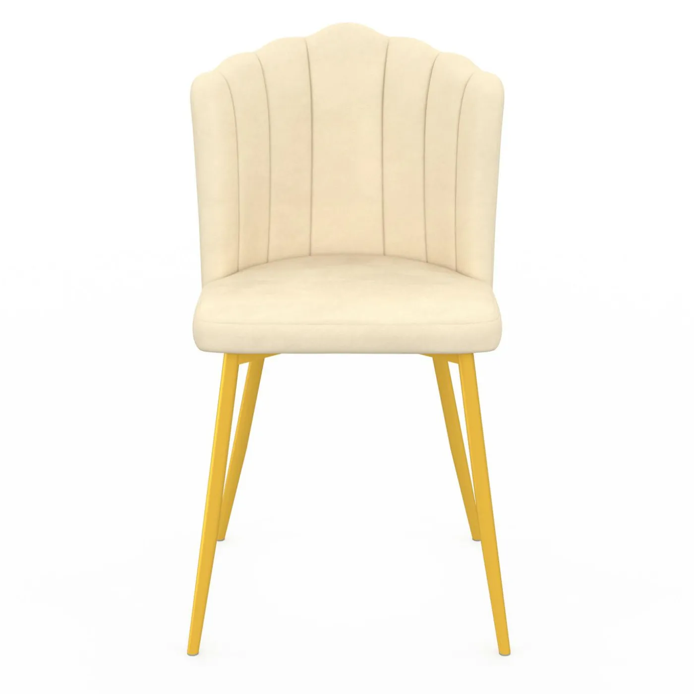 Chaises coquillages beiges en velours et pieds dorés