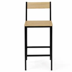 Chaises de bar industrielles métal et bois avec dossier x4