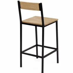 Chaises de bar industrielles métal et bois avec dossier x4