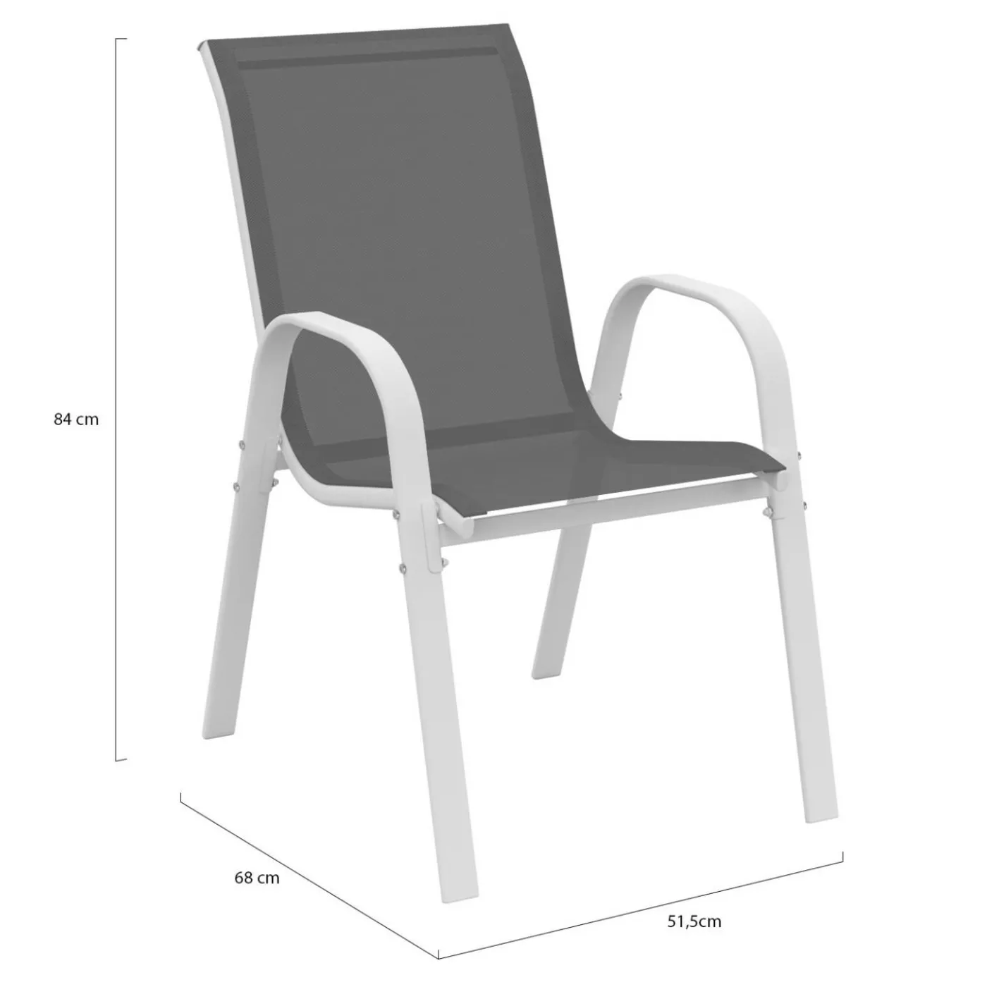 Chaises de jardin empilables blanc et gris : lot de 4