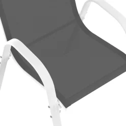 Chaises de jardin empilables blanc et gris : lot de 4