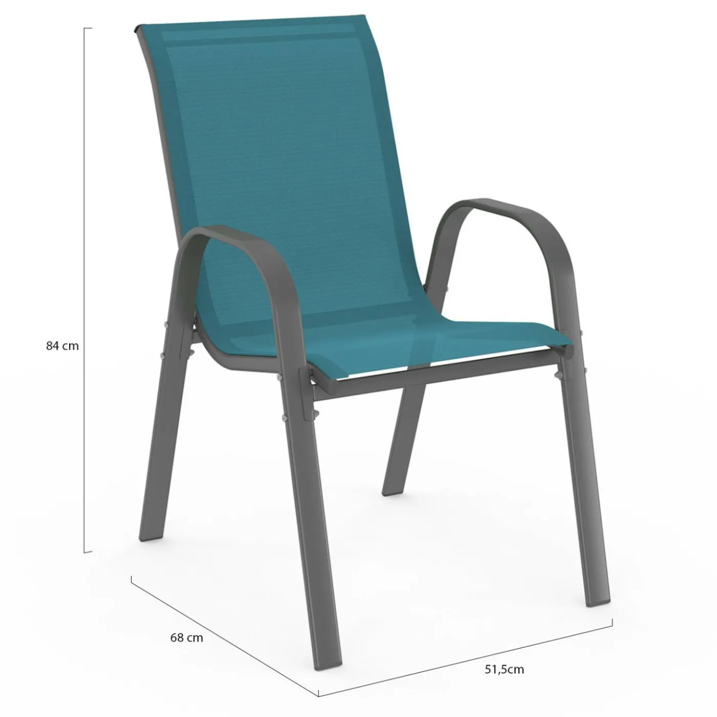 Chaises de jardin empilables bleu canard : lot de 6