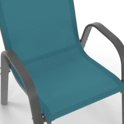 Chaises de jardin empilables bleu canard : lot de 6