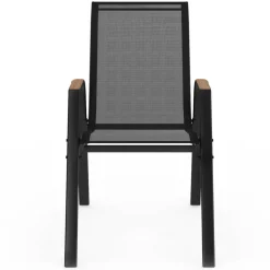 Chaises de jardin empilables noir et bois métal et textilène