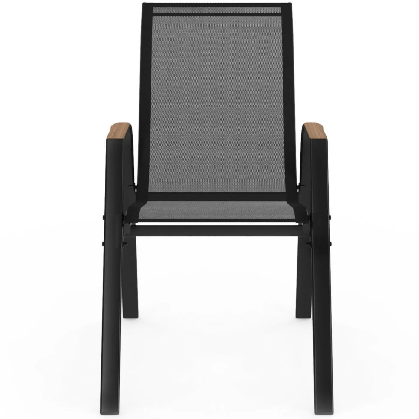 Chaises de jardin empilables noir et bois métal et textilène