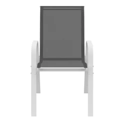 Chaises de jardin empilables blanc et gris - lot de 6