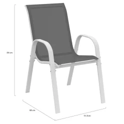 Chaises de jardin empilables blanc et gris - lot de 6
