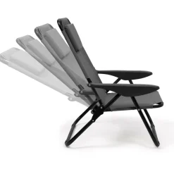Chaises de plage pliantes gris anthracite avec dossier inclinable