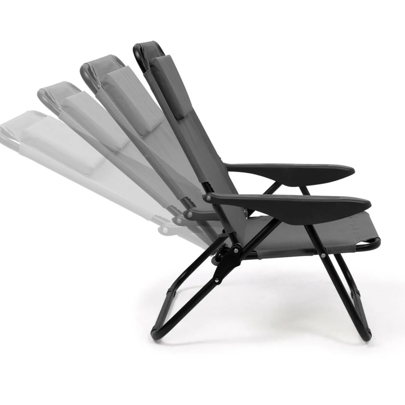 Chaises de plage pliantes gris anthracite avec dossier inclinable