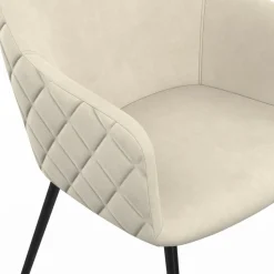 Chaises de salle à manger design en velours gaufré beige