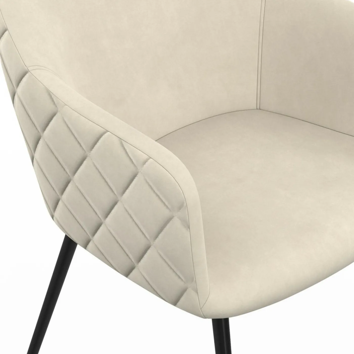 Chaises de salle à manger design en velours gaufré beige