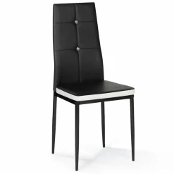 Chaises de salle à manger noires et blanches avec strass