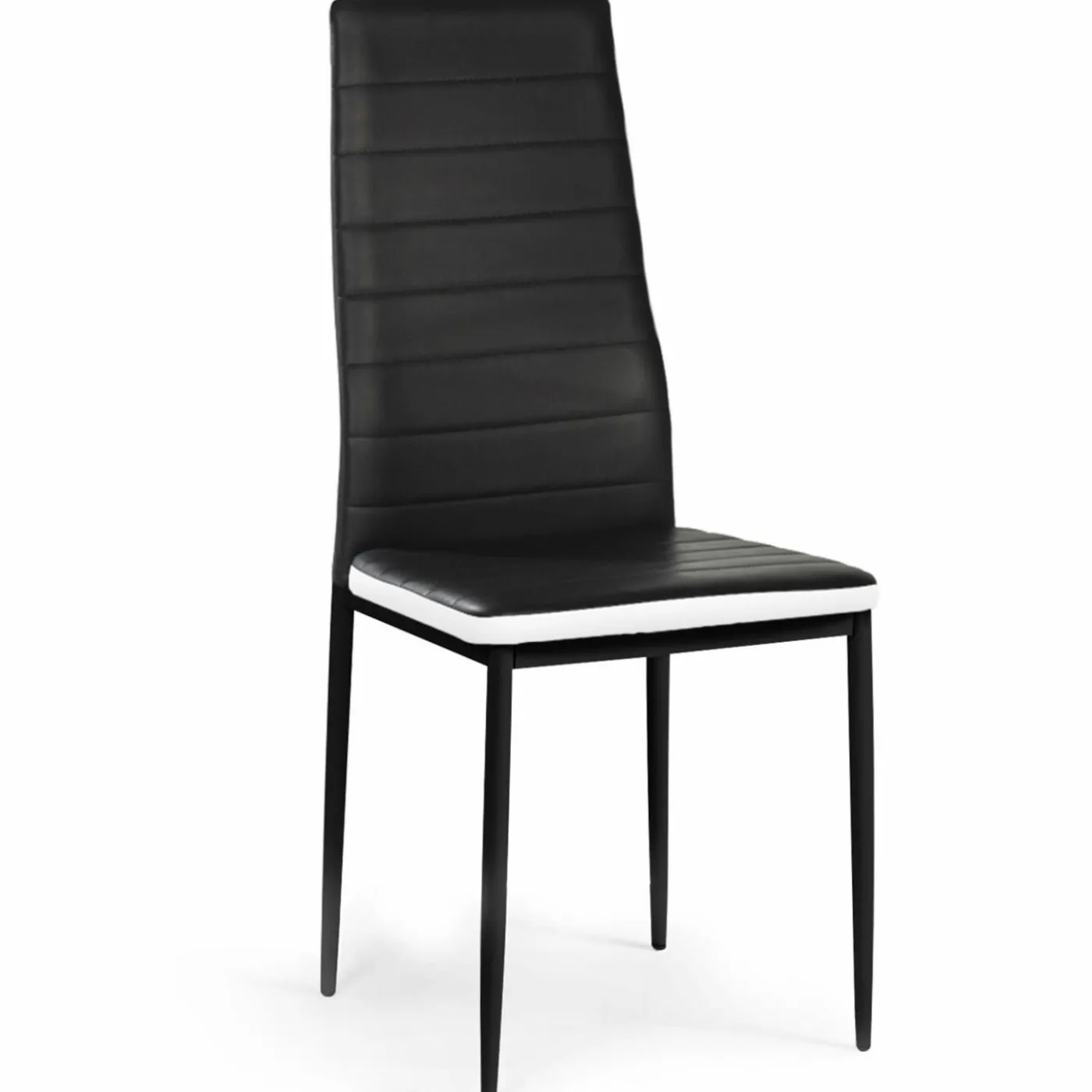 Chaises de salle à manger noires avec bandeau blanc